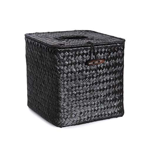 Vosarea Tenedor de servilleta de la Cubierta de la Caja del Papel Seda de Seagrass para el Escritorio del Hotel del Cuarto de baño (Negro + 5pcs mínimo de la Venta)