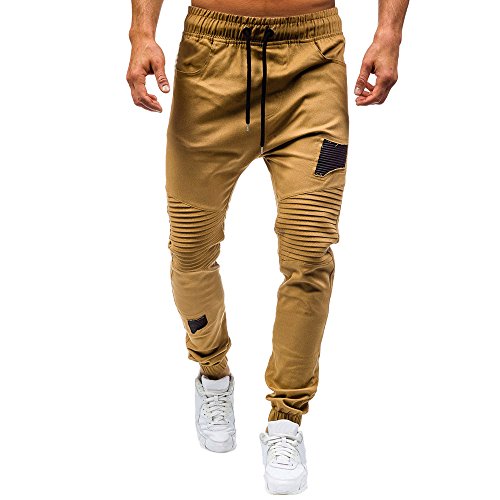 VPASS Pantalones para Hombre,Cintura Ajustable por Cordón y Bolsillos Pantalones Moda Pop Casuales Chándal de Hombres Jogging Pants Trend Largo Pantalones