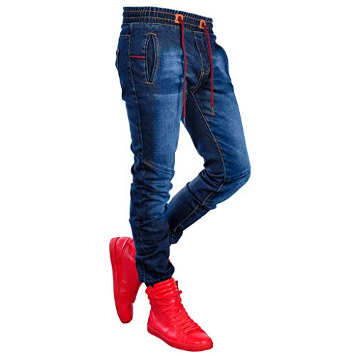 VPASS Pantalones Vaqueros para Hombre,Pantalones Casuales Moda Deportivos Running Pants Skinny Elásticos Pantalon Fitness Jeans Largos Pantalones Ropa de Hombre