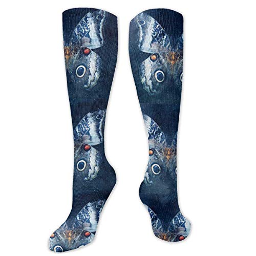 VTYOSQ Acuarela Reno en Magic Winter Impresión 3D Calcetines largos hasta la rodilla Medias Calientapiernas Calcetines 50cm