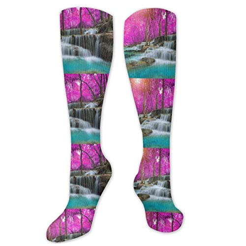 VTYOSQ Acuarela Reno en Magic Winter Impresión 3D Calcetines largos hasta la rodilla Medias Calientapiernas Calcetines 50cm