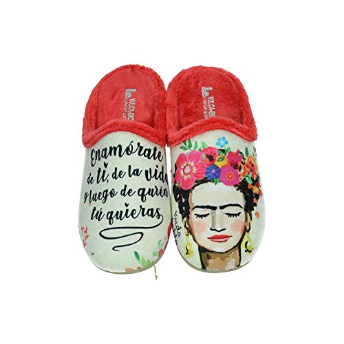 VULCA-BICHA 1370 Chinelas Frida Kahlo Mujer Zapatillas CASA Coral 39