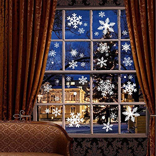 VZATT Etiqueta de la Ventana de Navidad PVC Pegatinas Removible Navidad Copos Nieve Stickers Decoration Invierno Decoración Pegatinas atmósfera romántico PVC de Chrismas Adhesivos Ventana