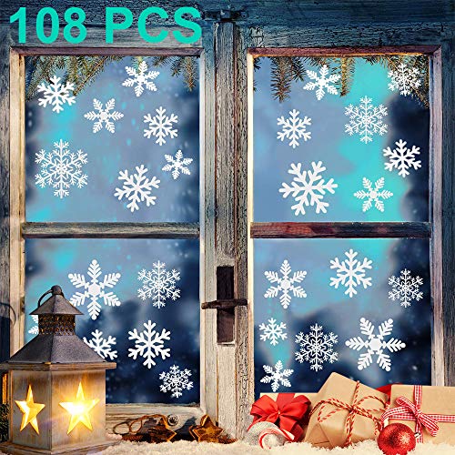 VZATT Etiqueta de la Ventana de Navidad PVC Pegatinas Removible Navidad Copos Nieve Stickers Decoration Invierno Decoración Pegatinas atmósfera romántico PVC de Chrismas Adhesivos Ventana