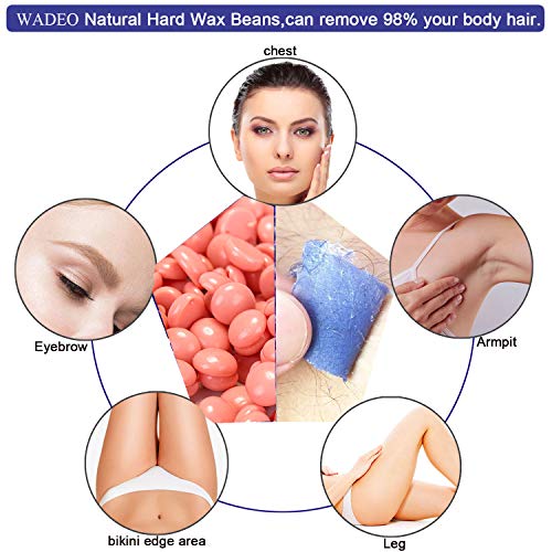 WADEO Depilación Cera Perlas, Perlas de Cera Depilatoria Profesional Cera De Abeja Natural Cera Depilatoria Sin Dolor para Hombre y Mujer de Cara Axilas Piernas Brazo Pecho 250g(Rosa)