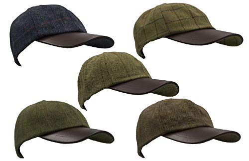 Walker and Hawkes - Gorra de béisbol de Tweed Unisex - con Visera de Cuero - Estilo campiña Inglesa - Ideal para la hípica y la Caza - Talla única - Rayas Rojas - Talla única