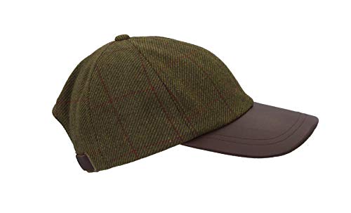 Walker and Hawkes - Gorra de béisbol de Tweed Unisex - con Visera de Cuero - Estilo campiña Inglesa - Ideal para la hípica y la Caza - Talla única - Rayas Rojas - Talla única