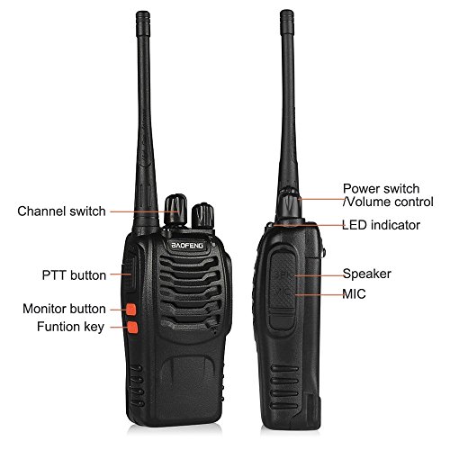 Walkie Talkie Baofeng BF-88E Profesional, PMR446 Libre de Licencia, 16 Canales, Walkie Talkie Recargables USB, versátil y fácil de Uso con Auriculars (2 pcs)