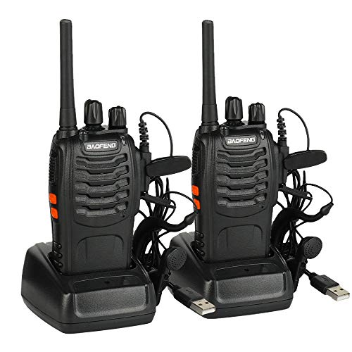 Walkie Talkie Baofeng BF-88E Profesional, PMR446 Libre de Licencia, 16 Canales, Walkie Talkie Recargables USB, versátil y fácil de Uso con Auriculars (2 pcs)