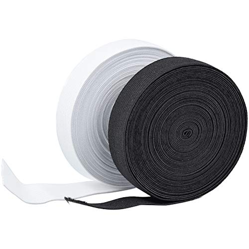 Wandefol 2pcs Banda Elástica Costura, Cinta de Goma de Costura, Correa Elástica para Coser, Cinta Elástica para Ropa Manualidad Coser Bricolaje 2 Rollos Blanco Negro 5M Extra Elasticidad