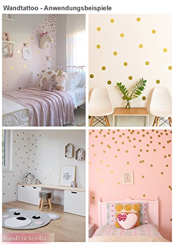 WandSticker4U® - 162 puntos de oro pegatinas de pared dorados círculos Adhesivos de pared, decoración infantil, dormitorio, salón, muebles, accesorios de sala Polka-Dots