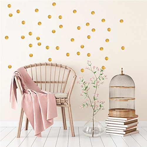 WandSticker4U® - 162 puntos de oro pegatinas de pared dorados círculos Adhesivos de pared, decoración infantil, dormitorio, salón, muebles, accesorios de sala Polka-Dots