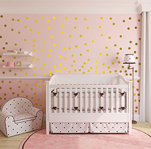 WandSticker4U® - 162 puntos de oro pegatinas de pared dorados círculos Adhesivos de pared, decoración infantil, dormitorio, salón, muebles, accesorios de sala Polka-Dots