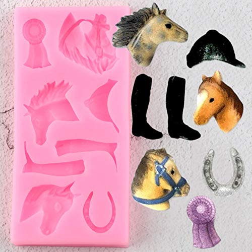 WANGY Montar a Caballo Deporte moldes de Silicona Zapatos de Caballo Botas Cupcake Topper Fondant Herramientas de decoración de Pasteles Dulces   moldes de Chocolate