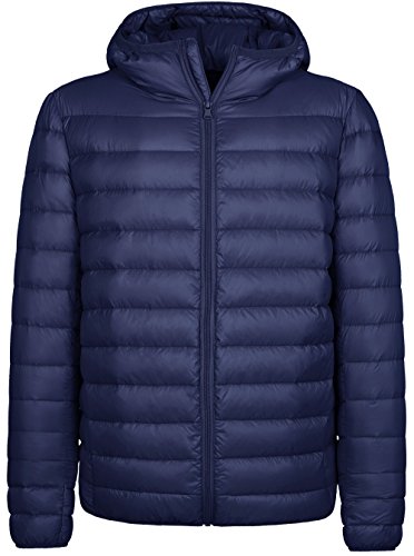 Wantdo Abrigo Acolchado Ultra Ligero Empaquetable Cálido Hombre Azul Marino Large