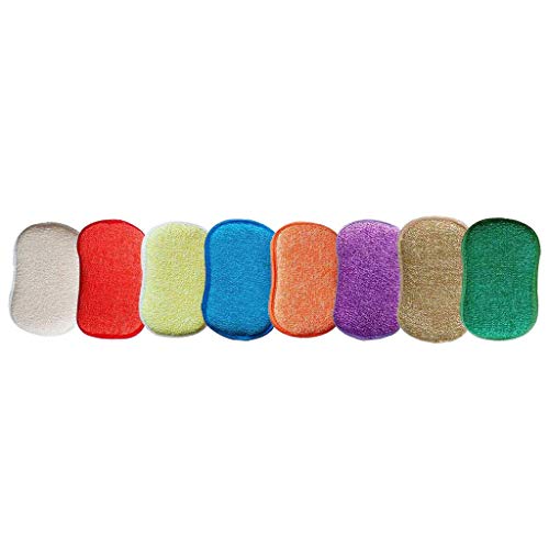 WARMWORD Estropajo de Cocina de Doble Cara esponjas de Microfibra Antibacteriano sin Olor Dish Scrubber Cepillo, Ideal para Antiadherente sartenes ollas, Pack de 5 Colores al Azar.