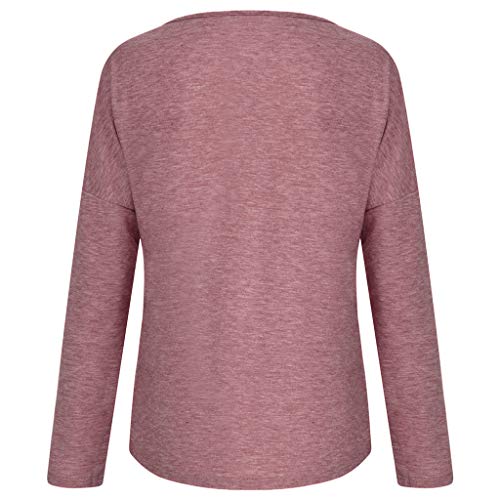 WARMWORD Mujer Tops Color sólido Mujer Cuello Redondo Camiseta Casual Manga Larga tee Camisas Moda Blusa de Las señoras Blusas para Mujer Otoño Talla Grande S-5XL