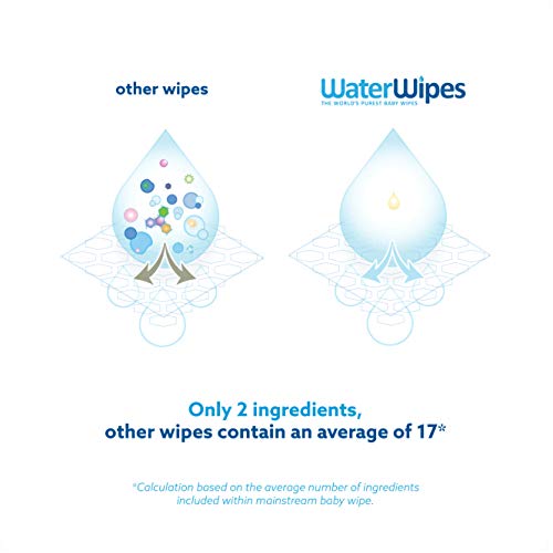 WaterWipes Toallitas para Pieles Sensible de Bebé, 99.9% agua purificada, 60 Unidad (Paquete de 4)