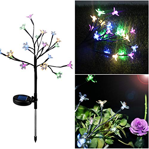 Watopi ramas de árbol de flores solares de cerezo con luces LED de grado exterior, luz de noche que cambia de color, impermeable, decoración para jardín, césped o patio