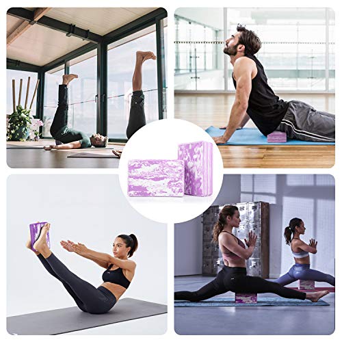 WayEee Bloques de Yoga 2 Unidades Yoga Block de Espuma EVA de Alta Densidad Ladrillo Yoga para Mejorar la Fuerza y Ayudar en el Equilibrio y la Flexibilidad Yoga Pilates Amantes (Violeta)