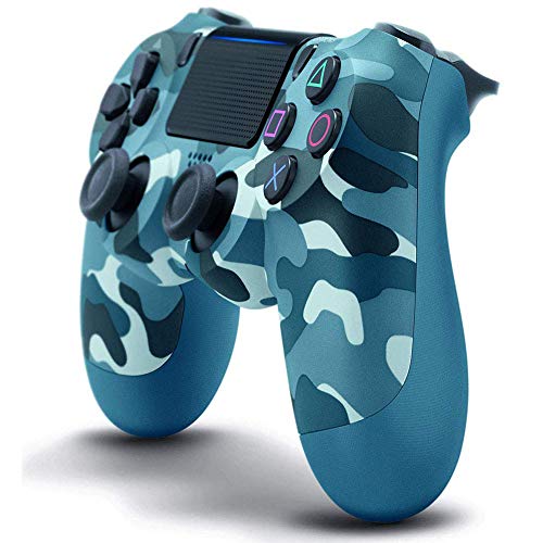 WAZ Controlador inalámbrico PS4 Gamepad de la Tira de Destello de Bluetooth 4.0 de la vibración Dual para Playstation, Camuflaje Azul