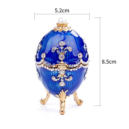 WAZA Esmalte Huevo de Pascua Organizador de Joyas Estilo Faberge Vintage Huevo Esmaltado Diamante Caja de Abalorios de Joyas de Diamantes de Imitación Brillantes Decoración Regalo