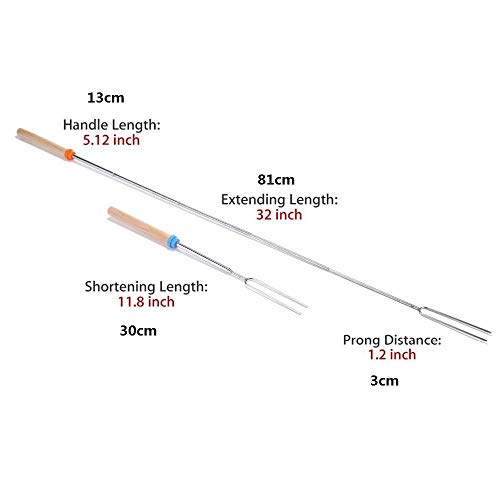 WDBZD Varilla de Acero Inoxidable más Seguro Que Sirve de Pasador de Mango Teles Tenedor de Madera Que Las Herramientas del hogar, Cocina, Parrilla de la Barbacoa en el jardín