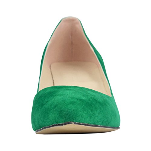 Wealsex Clásico Mujer Zapatos Bajo Zapatos De Tacon De La Aguja Altura del tacón 6cm (Verde,38)