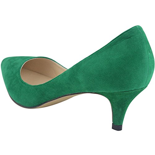 Wealsex Clásico Mujer Zapatos Bajo Zapatos De Tacon De La Aguja Altura del tacón 6cm (Verde,38)