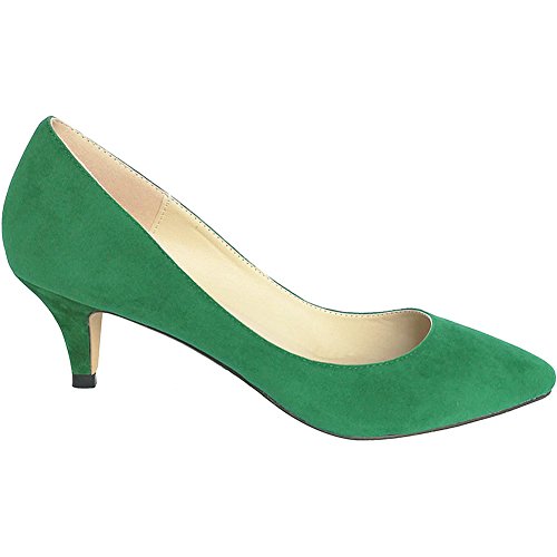 Wealsex Clásico Mujer Zapatos Bajo Zapatos De Tacon De La Aguja Altura del tacón 6cm (Verde,38)