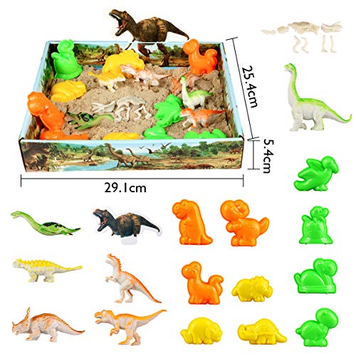 Weeygo Arena Mágica - Magic Sand Dinosaurio Cinética Animal Moldes Juego - Manualidades con 500g Arena Play Sand, Art Playset Regalo para Niños