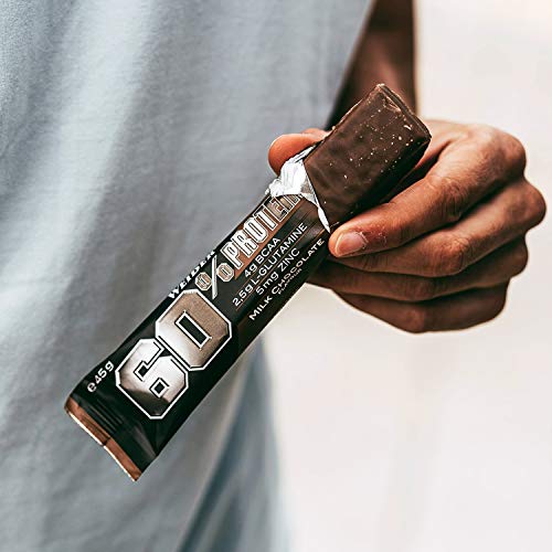 Weider 60% Protein Bar Chocolate con leche 24 x 45 gr. La barrita con más proteína del mercado. Con 4 g de BCAAs por barrita.