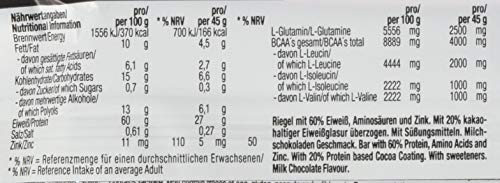 Weider 60% Protein Bar Chocolate con leche 24 x 45 gr. La barrita con más proteína del mercado. Con 4 g de BCAAs por barrita.