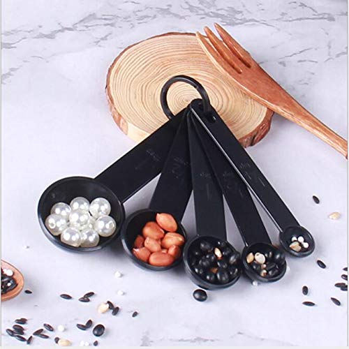 WENTS Cucharas Medidoras Vasos y cucharas plástico Tazas de Medición para Hornear Cocinar Medir Líquidos Sólidos Negro Cubiertos Postres Utensilios De Cocina para Hornear Y Cocinar 10PCS