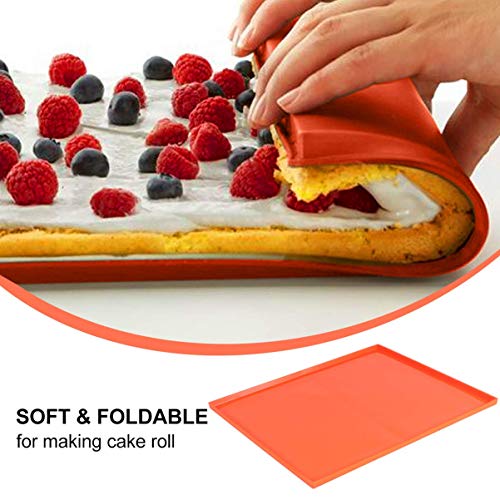 Wghz Molde Suizo Rollo de Silicona Bandeja para Hornear Estera Bandeja para Hornear Flexible Estera para Pasteles Pizza Galletas Molde Antiadherente Jalea Roll Pan Roulade Bandeja para Hornear Na