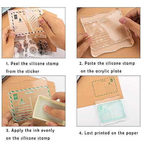 Whaline - Lote de 6 hojas de silicona transparente para hacer tarjetas, álbumes de recortes, decoración de palabras en diario