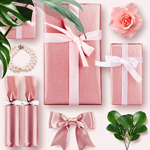 Whaline - Papel de seda a granel, 100 hojas de papel de regalo, metálico, color oro rosa