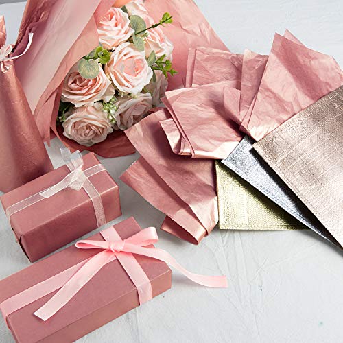 Whaline - Papel de seda a granel, 100 hojas de papel de regalo, metálico, color oro rosa