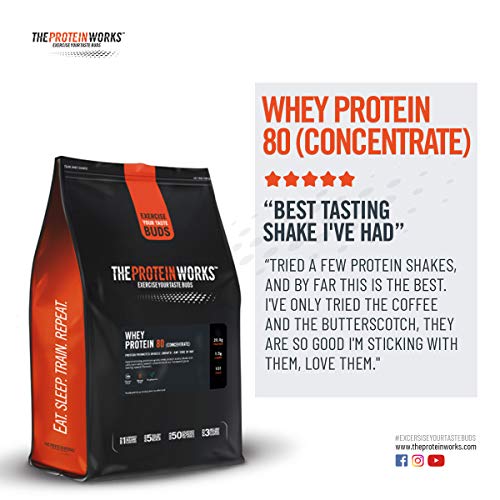 Whey Protein 80 | 82% De Proteína | Batido Alto En Proteínas & Bajo En Azúcares | THE PROTEIN WORKS | Fresas con Nata | 2kg