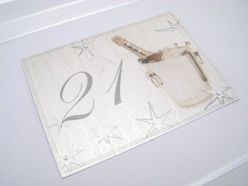 White Cotton Cards - Caja de recuerdo de 21º cumpleaños (tamaño grande), diseño de champanera con botella