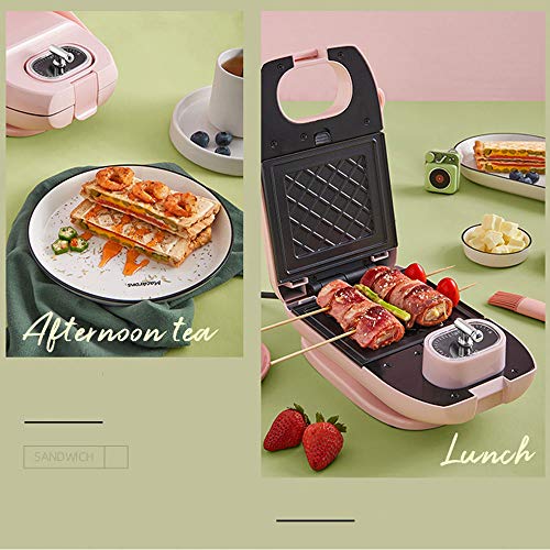 WHOHO Mini máquina para Hornear sándwiches para el hogar, máquina para desayunar, tostadora pequeña multifunción de Doble Placa para Tostadas, Bandeja para Hornear extraíble, fácil de Limpiar.