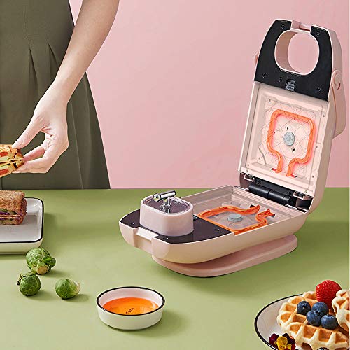 WHOHO Mini máquina para Hornear sándwiches para el hogar, máquina para desayunar, tostadora pequeña multifunción de Doble Placa para Tostadas, Bandeja para Hornear extraíble, fácil de Limpiar.