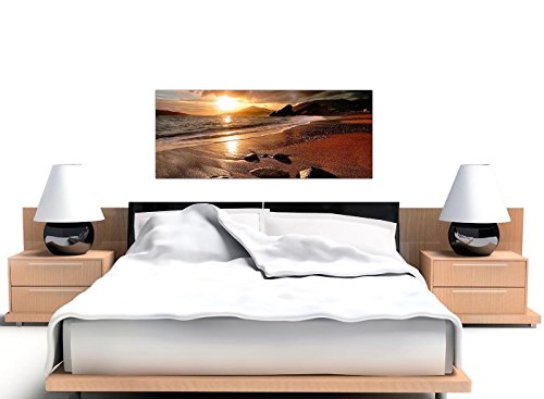 Wide Canvas Prints of a Beach Sunset for your Living Room - Modern Seaside Wall Art - 1131 - WallfillersÃ‚Â® by Wallfillers