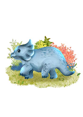 WIETRE® Juego de 4 imágenes de dinosaurio para habitación de los niños y bebés, decoración para niños y niñas, póster DIN A4 Dinos T-Rex de animales, decoración – sin marco