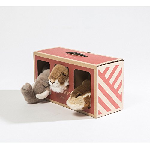 Wild & Soft Caja safari con 3 trofeos: jirafa, león, elefante. Animales de peluche hechos a mano para decoración de paredes para habitaciones infantiles. Aprox. 20x20cm