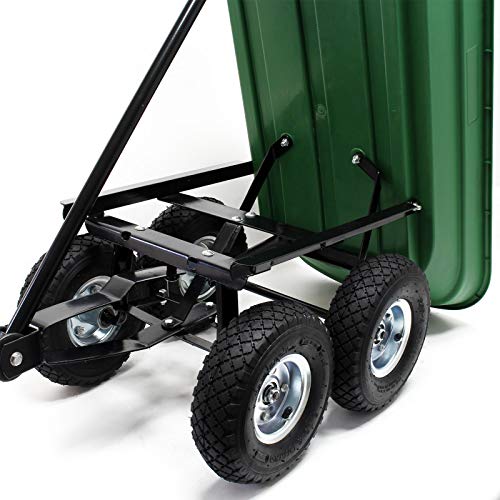 WilTec Carrito jardín basculante, Capacidad 75l, Carga 300kg, Carretilla de Transporte Carro de Mano