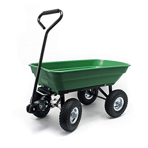 WilTec Carrito jardín basculante, Capacidad 75l, Carga 300kg, Carretilla de Transporte Carro de Mano