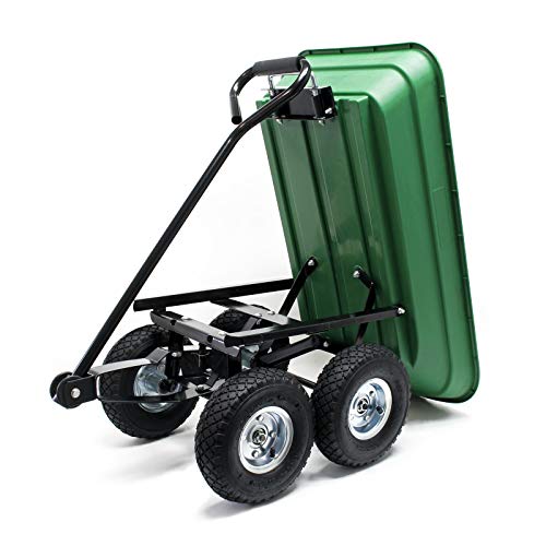 WilTec Carrito jardín basculante, Capacidad 75l, Carga 300kg, Carretilla de Transporte Carro de Mano