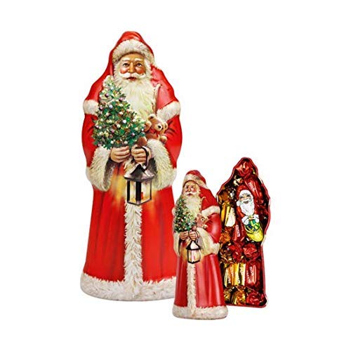 Windel Candy Santa Claus de metal con decoraciones en relieve, se puede abrir con bombones de chocolate con leche, 1 x 77 gramos