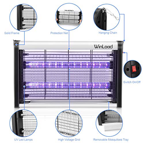 Winload Lampara Mosquitos, 4W UV LED Lámpara Anti Mosquitos Electrico, Electrico Repelente Mosquito para Cocina Casa, Area efectiva 80㎡